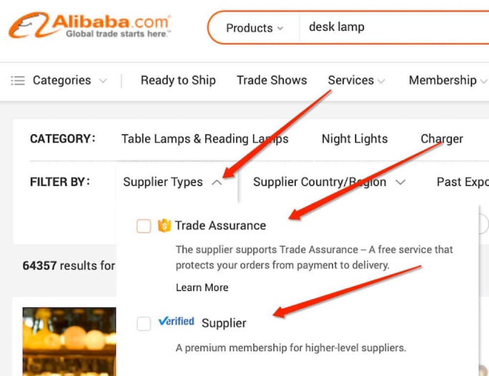 alibaba filters
