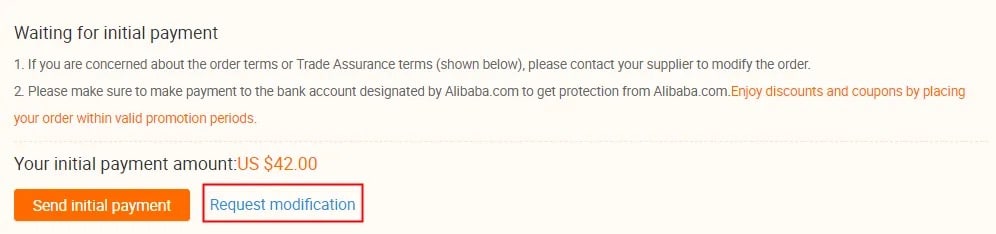 modify alibaba trade assurance order