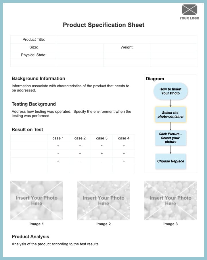 product specification sheet template 2