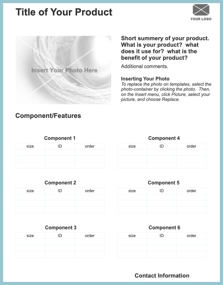 product specification sheet template 3