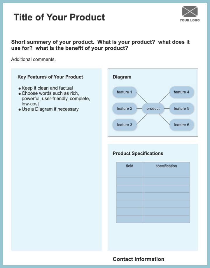 product specification sheet template 4