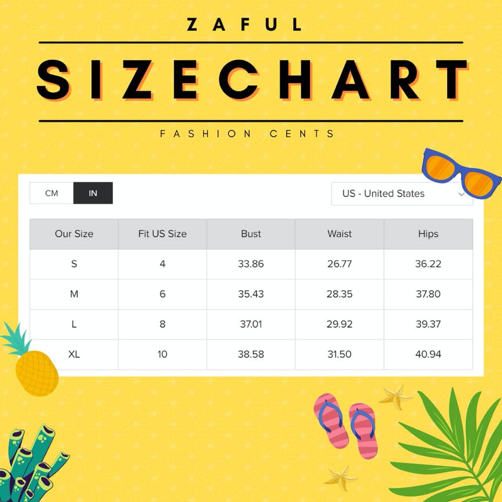 zaful size chart