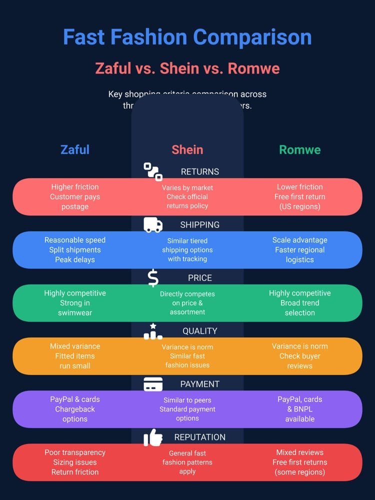 fast fashion comparison zaful vs. shein vs. romwe