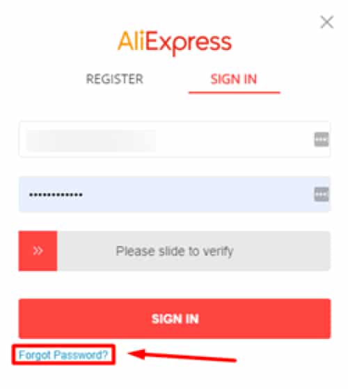 aliexpress account forgot password