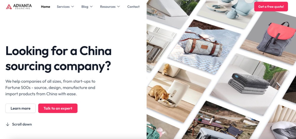 advanta sourcing homepage