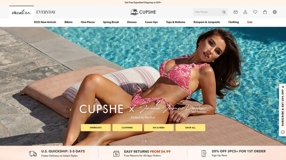 Cupshe’s swimwear collection featuring stylish and inclusive designs