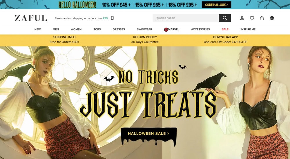 Zaful homepage showing trendy clothes and accessories