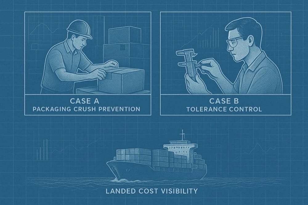 B2B China sourcing case studies: QC, OEM, shipping