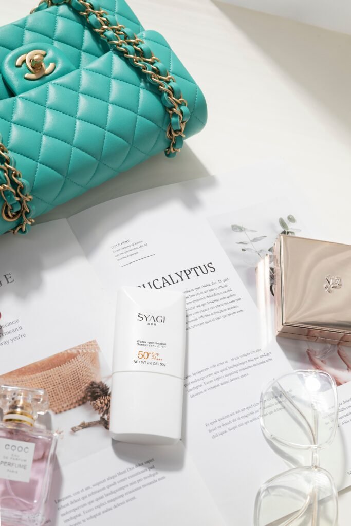 Bag and lifestyle accessories on a white background